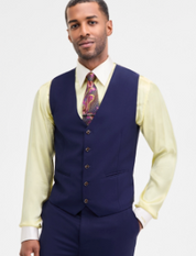 Tayion Collection Men's Classic-Fit Solid Suit Separate Vest Small  Navy