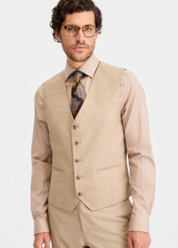 Tayion Collection Men's Classic-Fit Suit Separates Vest Large Light Tan