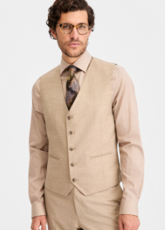 Tayion Collection Men's Classic-Fit Suit Separates Vest Large Light Tan