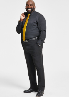 Tayion Mens Classic fit Dress Pants 44 / 32 Black Solid