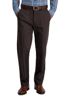 Haggar Mens Classic fit Cotton Dress Pants 38 / 29 Brown Solid