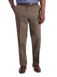 Haggar Mens Classic fit Cotton Dress Pants 36 / 31 Brown Solid