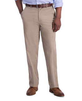 Haggar Mens Classic fit Cotton Dress Pants 36 / 32 Beige Solid
