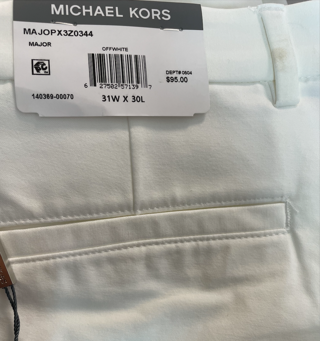 Michael Kors Mens Classic fit Dress Pants 31 / 30 White Solid