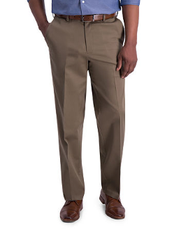 Haggar Mens Classic fit Cotton Dress Pants 36 / 34 Brown Solid