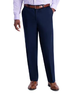 Haggar Mens Classic fit Cotton Dress Pants 36 / 34 Navy Blue Solid