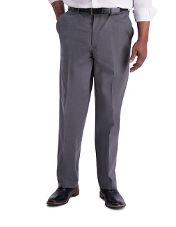 Haggar Mens Classic fit Cotton Dress Pants 36 / 34 Grey Solid