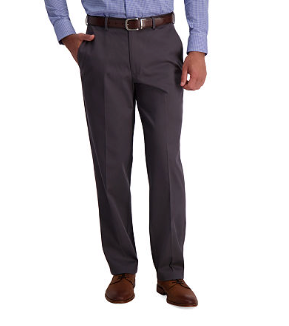 Haggar Mens Classic fit Cotton Dress Pants 36 / 34 Grey Solid