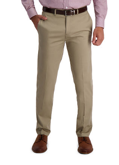 Haggar Mens Straight fit Cotton Dress Pants 40 / 30 Tan Solid