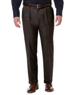 Haggar Mens Classic fit Dress Pants 38 / 32 Brown Solid