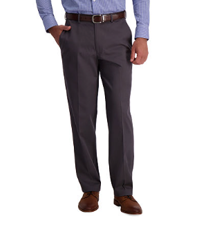 Haggar Mens Classic fit Cotton Dress Pants 34 / 32 Grey Solid