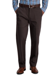 Haggar Mens Classic fit Cotton Dress Pants 34 / 32 Brown Solid