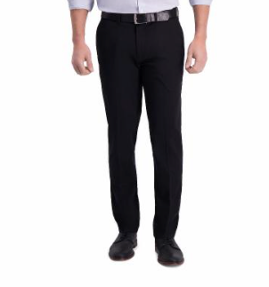 Haggar Mens Slim fit Cotton Dress Pants 30 / 32 Black Solid
