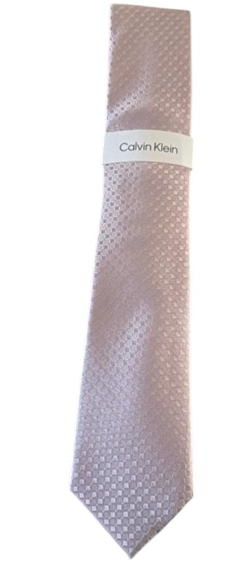 Calvin Klein Mens Checkered Geo-Print Neck Tie Pink