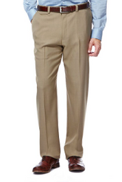 Haggar Mens Classic fit Dress Pants 38 / 34 Beige Solid