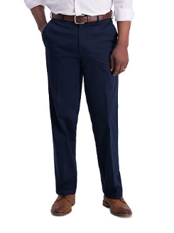 Haggar Mens Classic fit Cotton Dress Pants 44 / 29 Blue Solid
