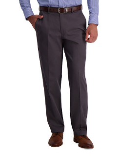 Haggar Mens Classic fit Cotton Dress Pants 40 / 34 Grey Solid