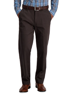 Haggar Mens Classic fit Cotton Dress Pants 44 / 32 Brown Solid