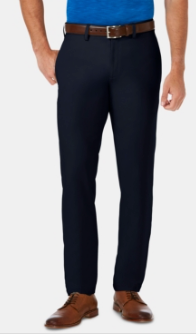 Haggar Mens Slim fit Dress Pants 38 / 30 Blue Solid