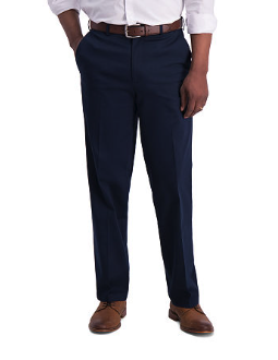 Haggar Mens Classic fit Cotton Dress Pants 34 / 32 Blue Solid