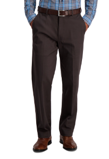 Haggar Mens Classic fit Cotton Dress Pants 34 / 30 Brown Solid