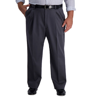 Haggar Mens Classic fit Cotton Dress Pants 46 / 32 Grey Solid