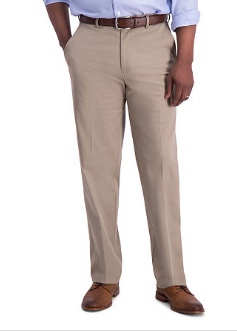 Haggar Mens Classic fit Cotton Dress Pants 38 / 29 Beige Solid