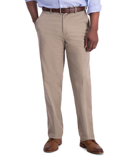 Haggar Mens Classic fit Cotton Dress Pants 36 / 34 Beige Solid