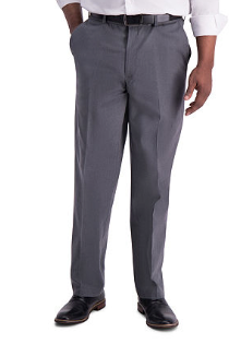 Haggar Mens Classic fit Cotton Dress Pants 38 / 32 Grey Solid