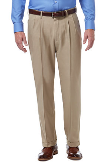 Haggar Mens Classic fit Dress Pants 34 / 29 Beige Solid