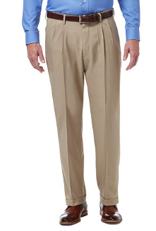 Haggar Mens Classic fit Dress Pants 38 / 30 Beige Solid