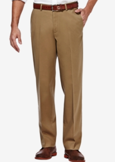 Haggar Mens Classic fit Cotton Dress Pants 34 / 29 Brown Solid