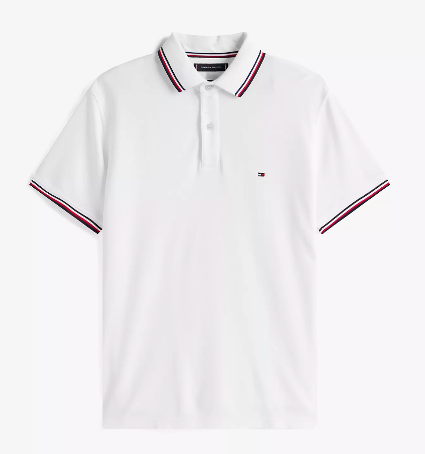 Tommy Hilfiger Mens Short Sleeve Polo Shirt White Solid Large