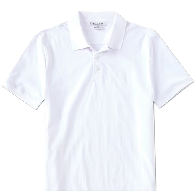 Calvin Klein Men's Regular-Fit Embroidered Polo Shirt Large White Smooth Cotton