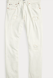 Polo Ralph Lauren Men's Sullivan Slim Distressed Jeans White 40 x 32