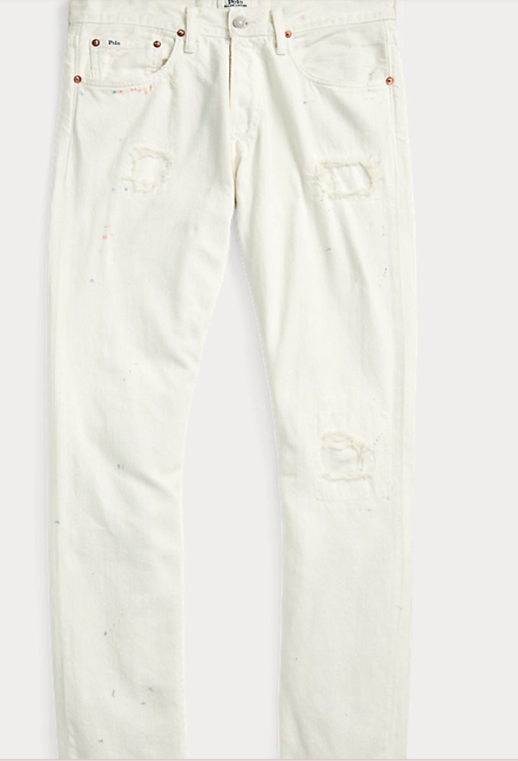 Polo Ralph Lauren Men's Sullivan Slim Distressed Jeans White 40 x 32