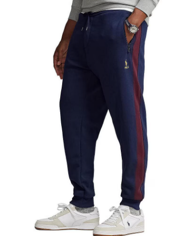 POLO RALPH LAUREN Men's Double-Knit Jogger Sweat Pants XXL Red / Navy Blue