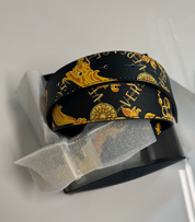 Versace Jeans Couture Men's Logo Print Leather Belt Black Gold Size 35
