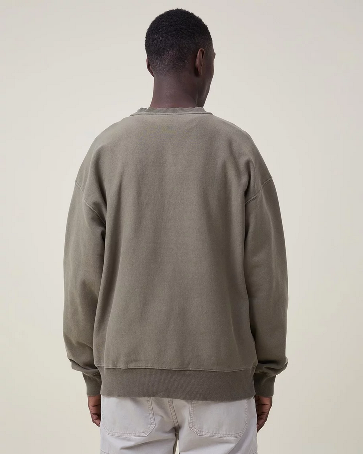 Cotton On Men's Oversized Fleece Sweatshirt Khaki Small