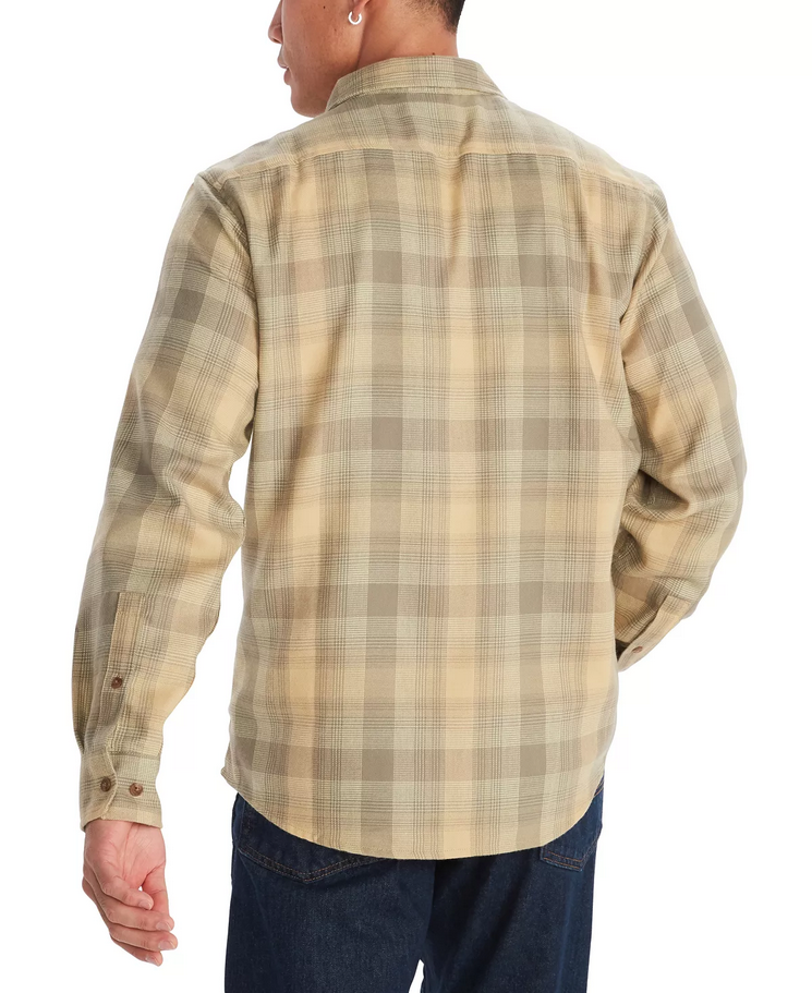 Marmot Men's Fairfax Classic Fit Plaid Button Down Flannel Shirt Light Oak Small