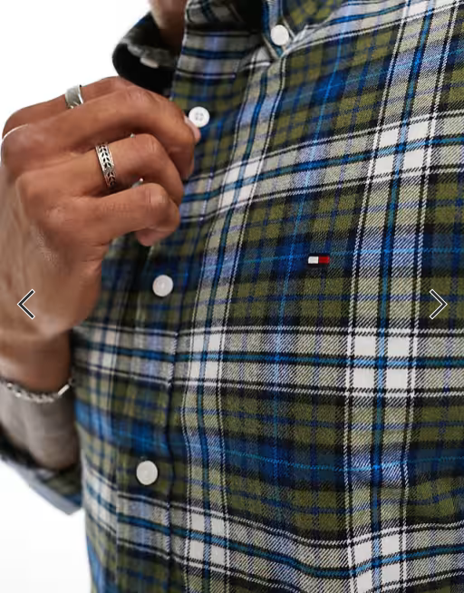Tommy Hilfiger Men's Long Sleeve Plaid Button Down Shirt Green Multi XL