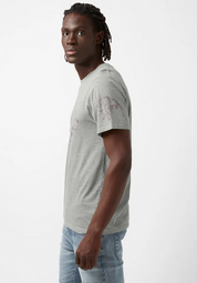 Buffalo David Bitton Mens Short Sleeve T Shirt Til Heather Grey Large