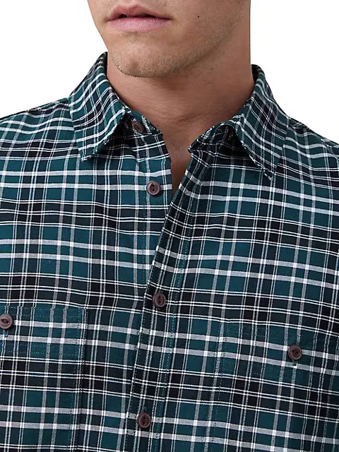 COTTON ON Mens Brooklyn Long Sleeve Button Down Shirt Green Check Small