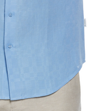 Cubavera Men's Long Sleeve Button Down Linen Blend Dobby Shirt Placid Blue XL