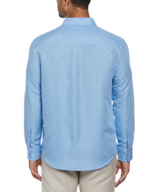 Cubavera Men's Long Sleeve Button Down Shirt Placid Blue XL Linen