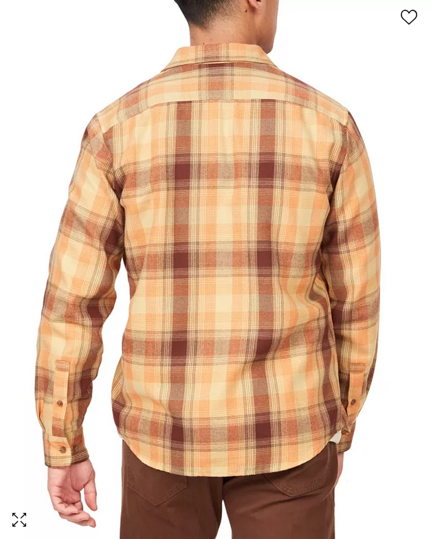 Marmot Mens Fairfax Classic Fit Plaid Button Down Shirt Tangelo Orange Medium