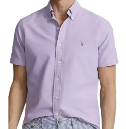 Polo Ralph Lauren Mens Classic Fit Short Sleeve Oxford Shirt Large Purple