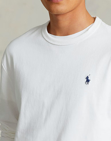 Polo Ralph Lauren Mens Classic Fit Logo Long Sleeve Jersey T Shirt White Small
