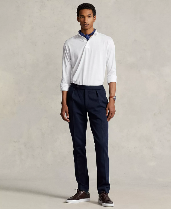 Polo Ralph Lauren Men's Pleated Double Knit Suit Dress Pants Navy Blue 33 x 30