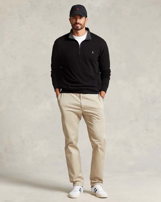 Polo Ralph Lauren Men's Big & Tall Estate Rib Quarter Zip Sweater 2LT 2XLT Black